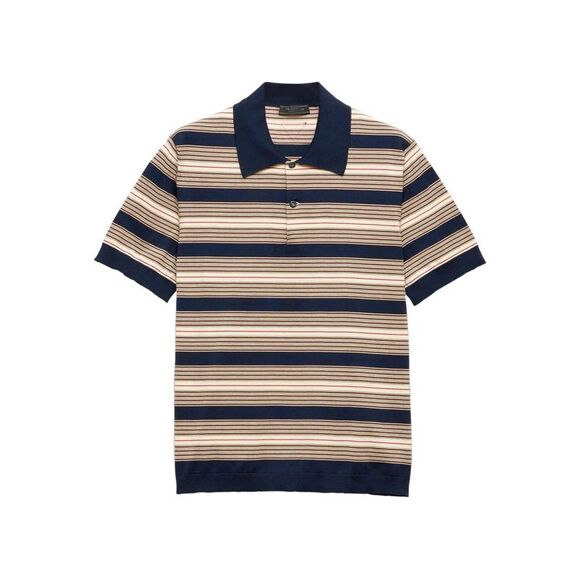Prada Men Striped Cotton Polo Shirt